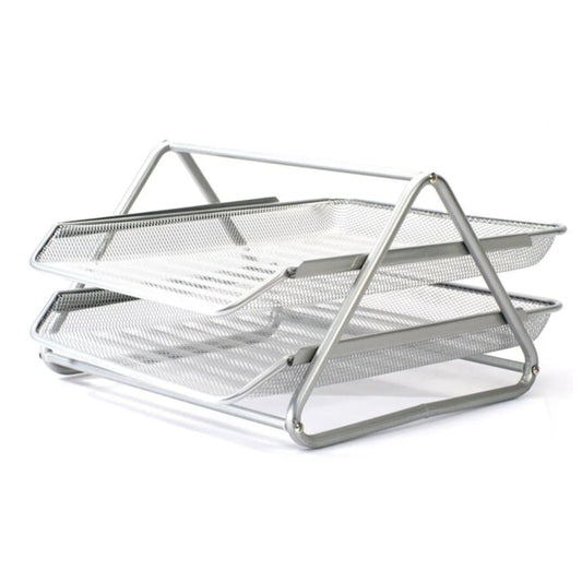 Partner Metal Mesh 2 Tier Document Tray Silver - UAE Office Organizer | Dubai Abu Dhabi Sharjah