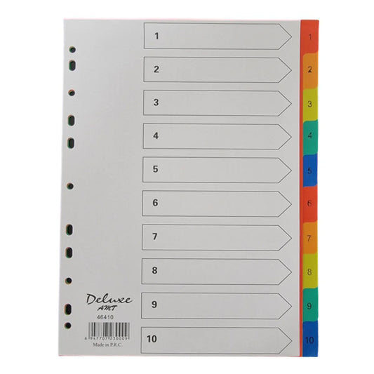 Deluxe A4 Plastic Dividers 1-10 Numbers | UAE Office Supplies | Dubai Abu Dhabi Sharjah