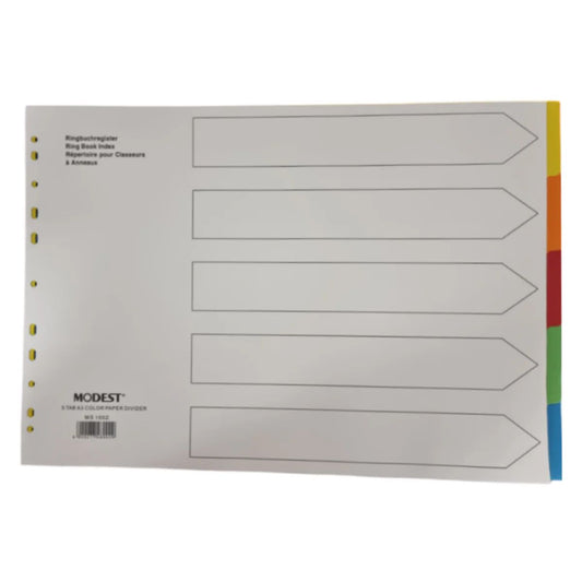 Premium Manila Colored A3 File Dividers - 5 Tabs | UAE Office Supplies