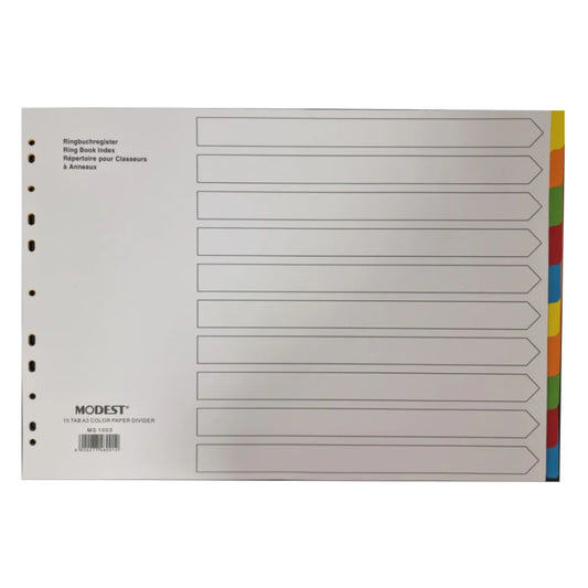 Premium Manila Colored A3 File Dividers - 10 Tabs | UAE Office Supplies