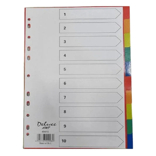 Deluxe Divider Plastic Colored A4 10 Tabs - Premium Office Organizer UAE