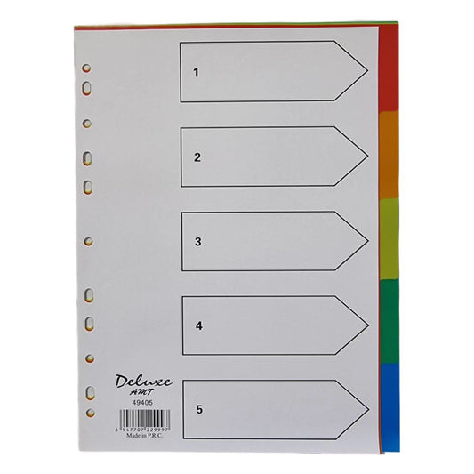 Deluxe Divider Plastic Colored A4 5 Tabs - Premium Office Organizer UAE