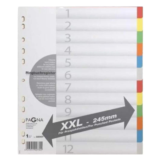Pagna Manila Colored XXL File Dividers - 12 Tabs | UAE Office Supplies Dubai Abu Dhabi
