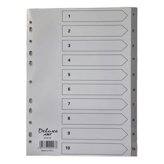 Deluxe A4 Plastic Dividers 1-10 Numbers | Premium PVC Office Organizers UAE