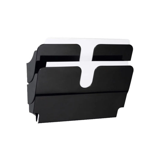 Durable FLEXIPLUS 2 A4 Wall Mounted Brochure Holder Dubai Abu Dhabi UAE - 2 Tier Black Literature Display Stand