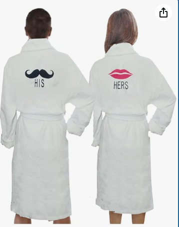 INFINI HOMES Luxury His & Her Personalized Bathrobe Set - Premium Cotton Hotel Spa Quality UAE
