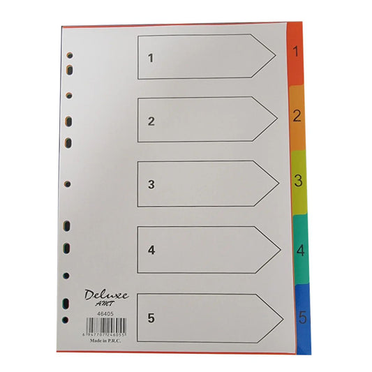 Deluxe A4 Plastic Dividers 1-5 | Premium Office Supplies UAE | Dubai Abu Dhabi Sharjah
