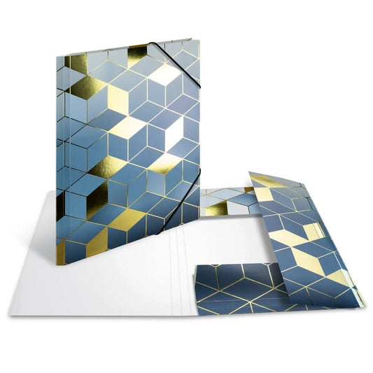 Premium Herma SPARKLING CUBES A4 Folder - Blue/Gold | UAE Office Supplies
