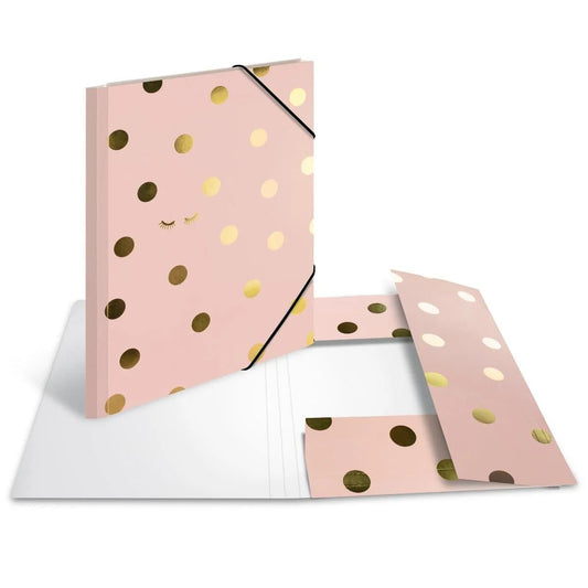 Premium Herma SPARKLING DOTS A4 File Folder with Elastic Fastener - Rose Gold | UAE Delivery
