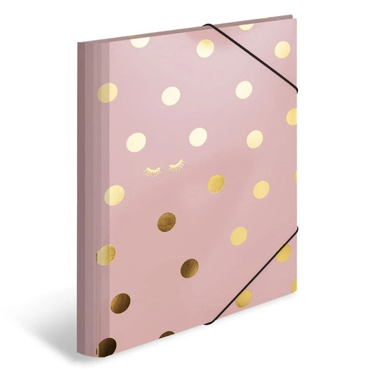 Premium Herma SPARKLING DOTS A4 File Folder with Elastic Fastener - Rose Gold | UAE Delivery