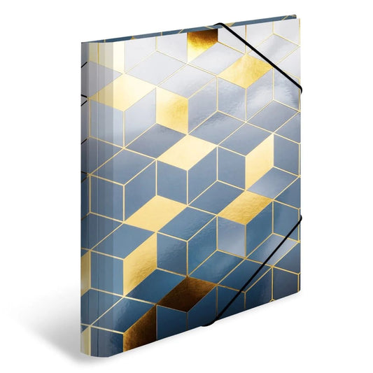 Premium Herma SPARKLING CUBES A4 Folder - Blue/Gold | UAE Office Supplies