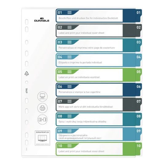 Durable A4+ Colored Dividers UAE | 10 Tab PP File Organizers Dubai Abu Dhabi