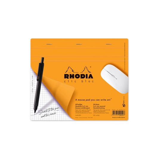 RHODIA Clic Bloc Paper Mouse Pad UAE | Premium Office Supplies Dubai Abu Dhabi | 190x230mm Orange/White