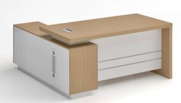 INFINI HOMES L Shape Office Table UAE - Model BX016-OW Light Oak White 160x160cm Dubai Abu Dhabi Sharjah