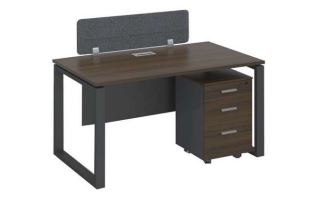 INFINI HOMES 1 Person Workstation UAE - Model KN-205-WS-1P-BG Walnut Grey 120x60cm Dubai Abu Dhabi Sharjah