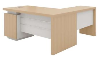 INFINI HOMES Executive Table UAE - Model KN160-EX-BG+EXT Light Oak White 160x80cm+80x40cm Dubai Abu Dhabi Sharjah