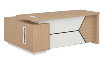 INFINI HOMES L Shape Office Table UAE - Model BX-103-18 Oak White 180x160cm Dubai Abu Dhabi Sharjah