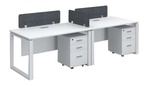 2 Person Office Workstation Desk Dubai UAE | White Line Desk with Drawers 240x60cm