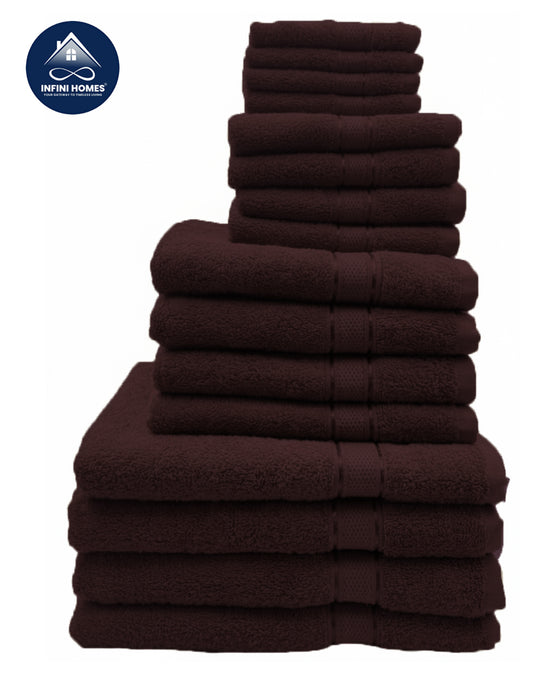 Premium Brown Bath Towel Set UAE | 16 Piece Family Pack Cotton Dubai Abu Dhabi