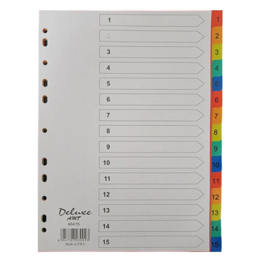 Deluxe A4 Plastic Dividers 1-15 | Premium Office Organizers UAE | Dubai Abu Dhabi Sharjah