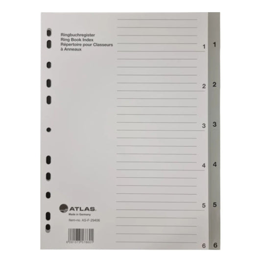 Atlas A4 Plastic Dividers 1-6 Numbers - Premium Office Organizers UAE | Dubai Abu Dhabi Sharjah
