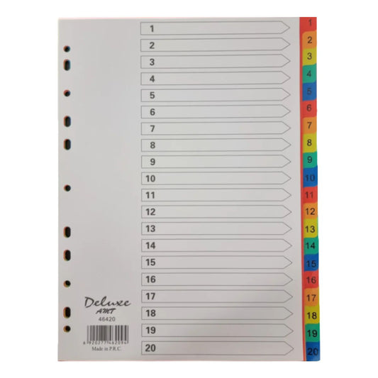 Deluxe A4 Plastic Dividers 1-20 Numbers - UAE Wide Delivery | Dubai Abu Dhabi Sharjah
