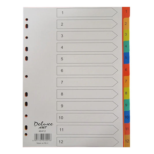 Deluxe A4 Plastic Dividers 1-12 Numbers | UAE Office Supplies | Dubai Abu Dhabi Sharjah