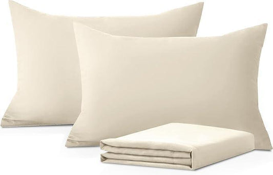 Premium Cotton Pillow Covers Dubai UAE - 100% Cotton Hotel Quality 50x75cm Set of 2 Beige Plain Cotton