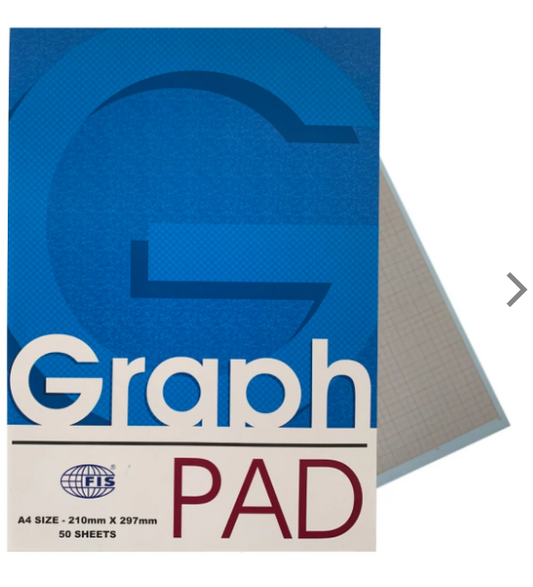 FIS Graph Pad A4 Dubai UAE - Premium 60gsm Graph Paper 50 Sheets | Office Supplies
