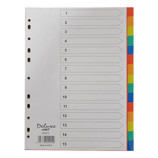 Deluxe Divider Plastic Colored A4 15 Tabs - UAE Wide Delivery | Dubai Abu Dhabi Sharjah