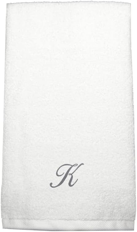 INFINI HOMES Luxury Monogrammed Hand Towel - Premium 100% Cotton Bath Linen 600 GSM (Silver Letter K)