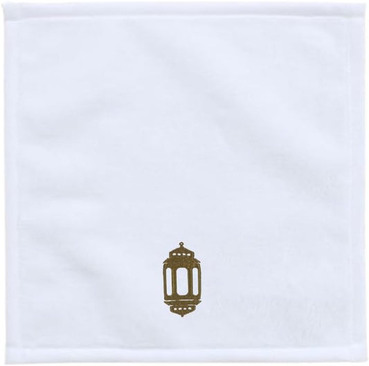 INFINI HOMES Premium Iris Embroidered Face Towel 33x33cm - Heritage Design Gold Thread Cotton Towel UAE