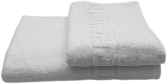 INFINI HOMES Magnolia (White) Luxury Towel set (Set of 1 Hand-50x100cm & 1 Bath Towel) 100% Cotton, Highly Absorbent and Quick dry, Hotel and Spa Quality Bath linen-500 Gsm