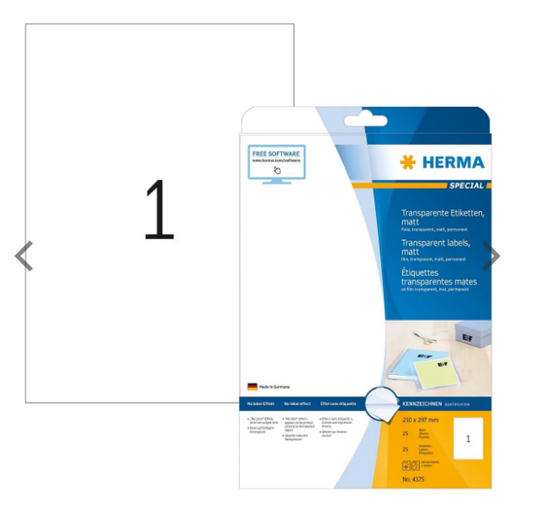 Herma Transparent Labels A4 210x297mm - UAE Wide Delivery | Premium Office Supplies Dubai