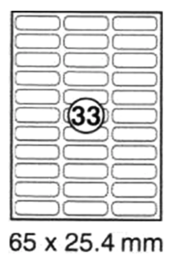 Premium White Labels UAE - 33 Labels/Sheet Round Corner Stickers 65x25.4mm - Dubai Abu Dhabi Sharjah Delivery