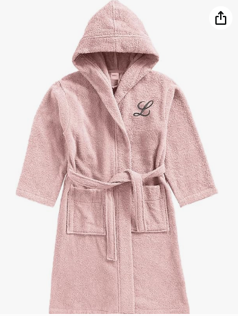 INFINI HOMES Daffodil Monogrammed Kids Bathrobe - Premium Terry Cotton Hooded Robe for 6 Year Olds