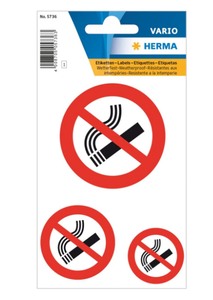 DO NOT SMOKE Signs UAE - Herma Vario Weatherproof Stickers 3-Pack | Dubai Abu Dhabi Sharjah