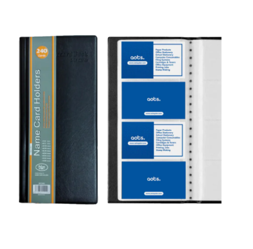 Deluxe Name Card Holder 240 Cards Black - Premium Business Card Organizer UAE