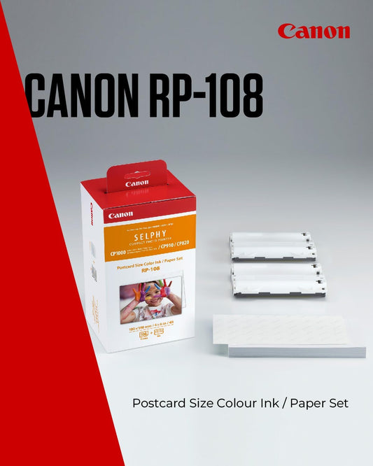 Canon RP-108 Color Ink Paper Set UAE | Compatible CP910 CP820 CP1200 CP1300 CP1500 | Dubai Abu Dhabi Delivery