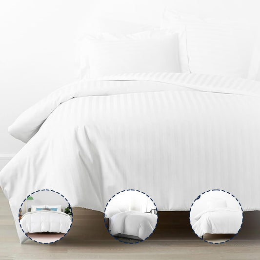 INFINI HOMES Microfiber Duvet - Striped Queen 200x200 Cotton - Soft Lightweight Luxurious