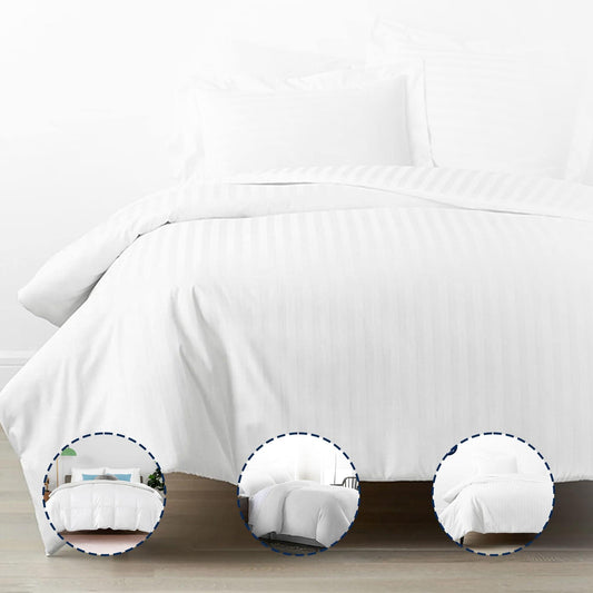 Infini Homes Microfiber Duvet | Double Size | White | Soft, Lightweight, and Luxurious | Stripe Pattern Design