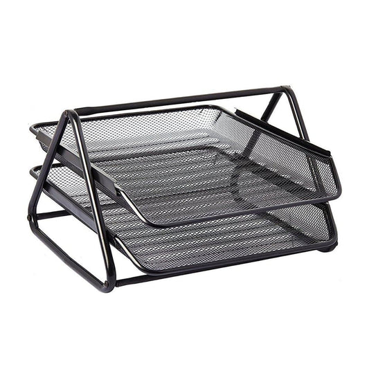 Partner Metal Mesh 2 Tier Document Tray Black - Office Organizer UAE | Dubai Abu Dhabi Sharjah