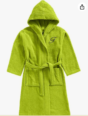 INFINI HOMES Daffodil Monogrammed Kids Bathrobe - Premium Terry Cotton Hooded Robe for 12 Year Olds (125x133 cm) - Letter F - UAE Wide Delivery