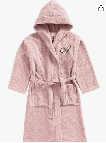 INFINI HOMES Daffodil Monogrammed Kids Bathrobe - Premium Terry Cotton Hooded Robe for 10 Year Olds