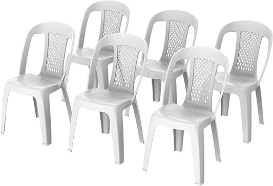 Premium Regal Plastic Chairs Set of 6 - White | UAE Delivery to All 7 Emirates