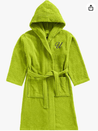 INFINI HOMES Daffodil Monogrammed Kids Bathrobe - Premium Terry Cotton Hooded Robe for 12 Year Olds in Dubai UAE