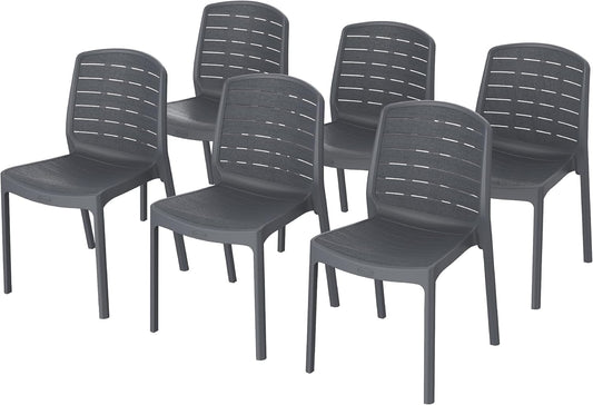 Premium Cedargrain Armless Chairs Set of 6 - UAE Wide Delivery | Dubai Abu Dhabi Sharjah Dark Grey