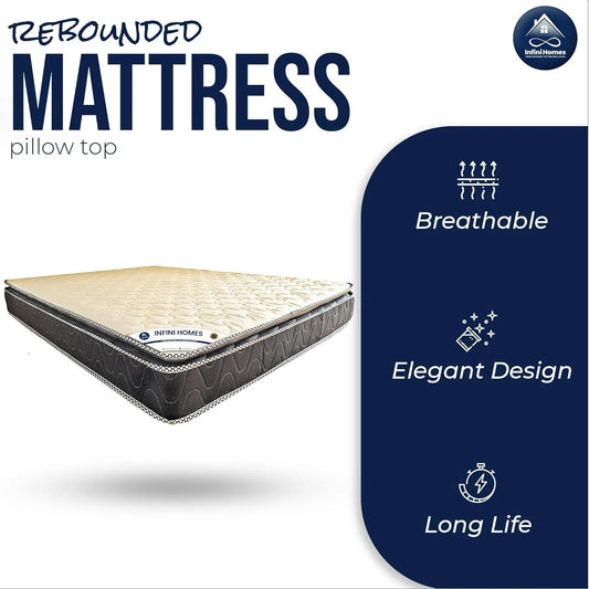 INFINI HOMES Premium High Density Foam Mattress - Wide Single 100x200x25cm - REBOUND 2 IN 1