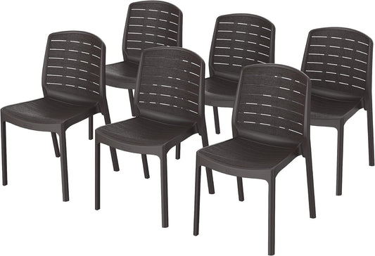 Premium Cedargrain Armless Chairs Set of 6 - UAE Wide Delivery | Dubai Abu Dhabi Sharjah Dark Brown