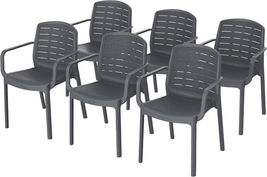 Premium Cedargrain Armchair Set of 6 - UAE Wide Delivery | Dubai Abu Dhabi Sharjah Dark Grey